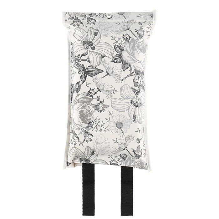 Hibiscus-sammutuspeitteessä on hillitty harmaa-valkoinen kukkakuosi