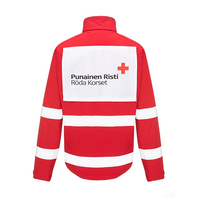 Takkiin saa kiinnitettyä selkämerkin