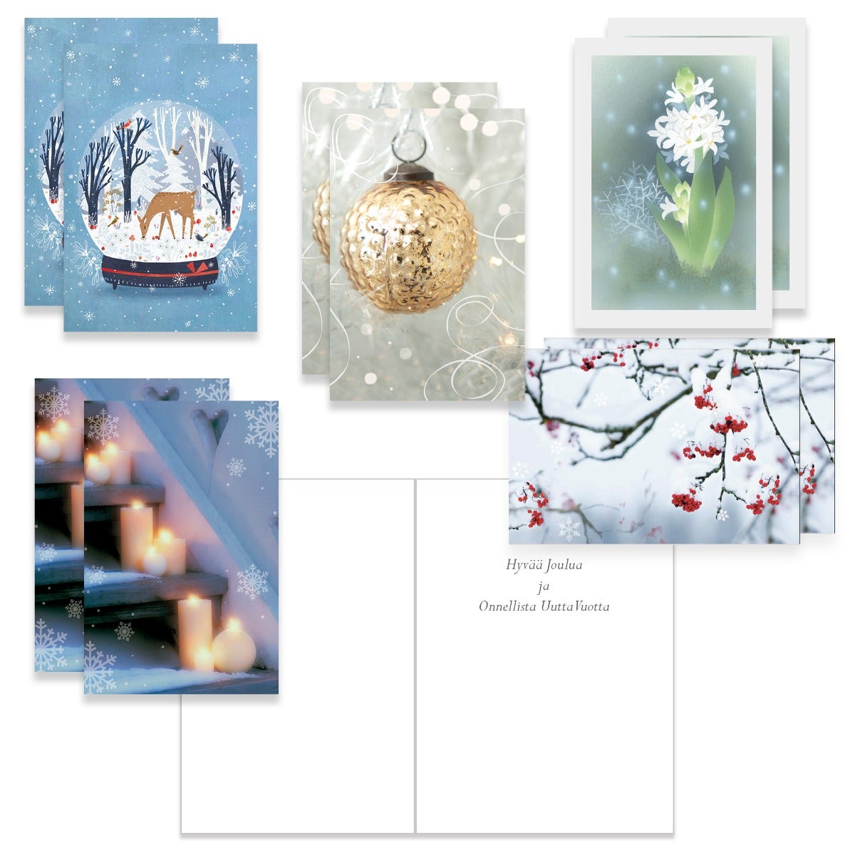 Julkortssortiment nr 7, 10 st med texten Hyvää Joulua