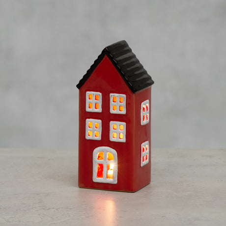 Lyhty Finnlumor LED-valoilla punainen 17 cm