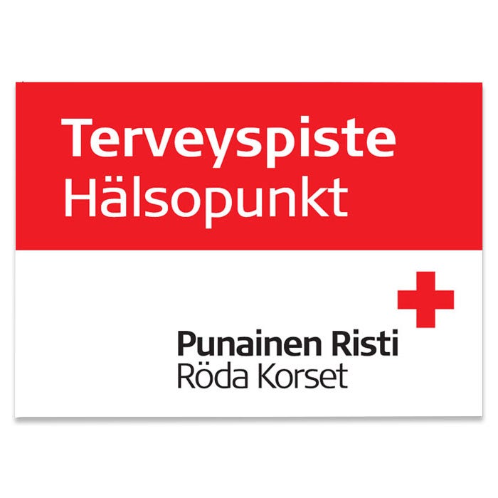 Terveyspistekyltti seinään, kaksikielinen