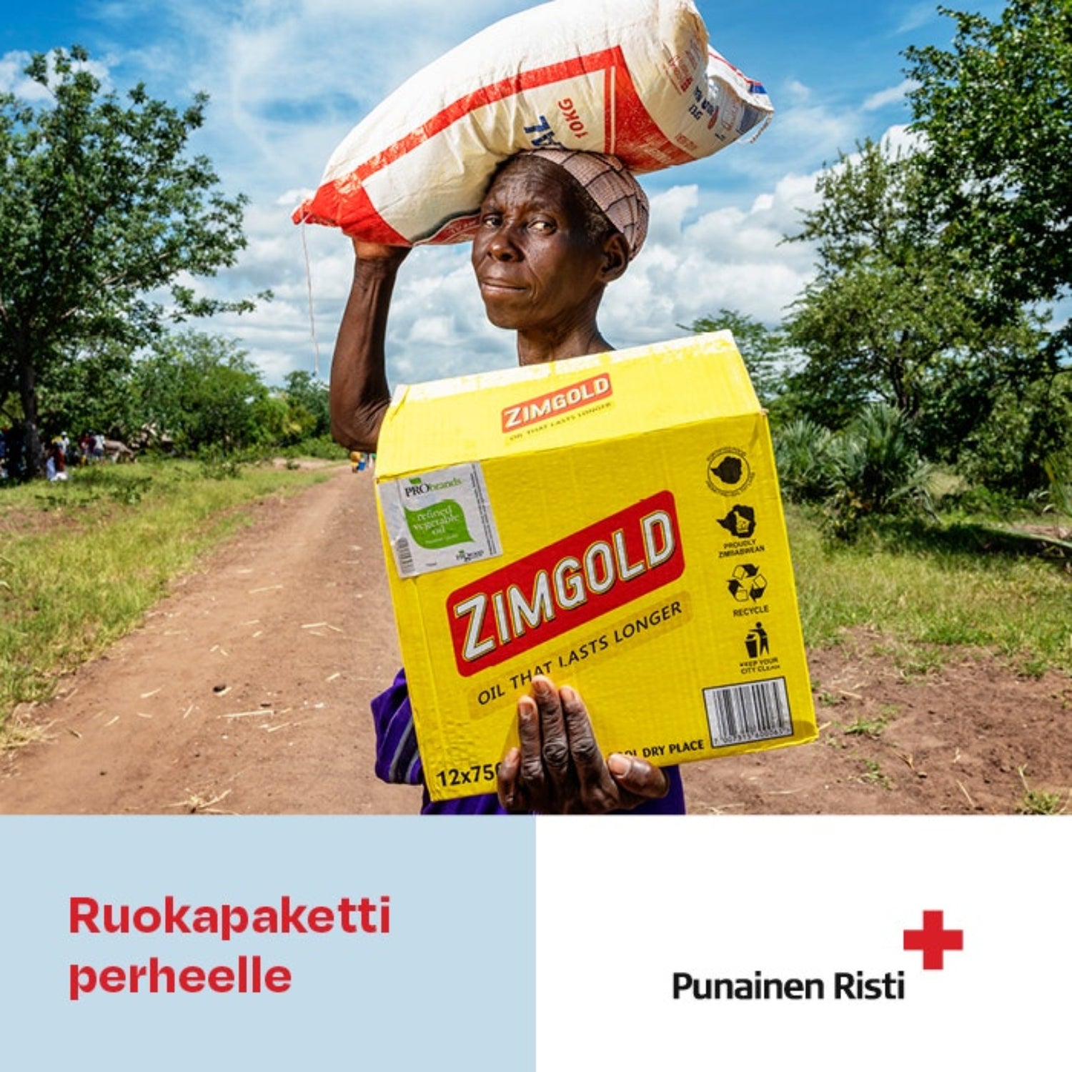 Ruokapaketti perheelle, painettu kortti