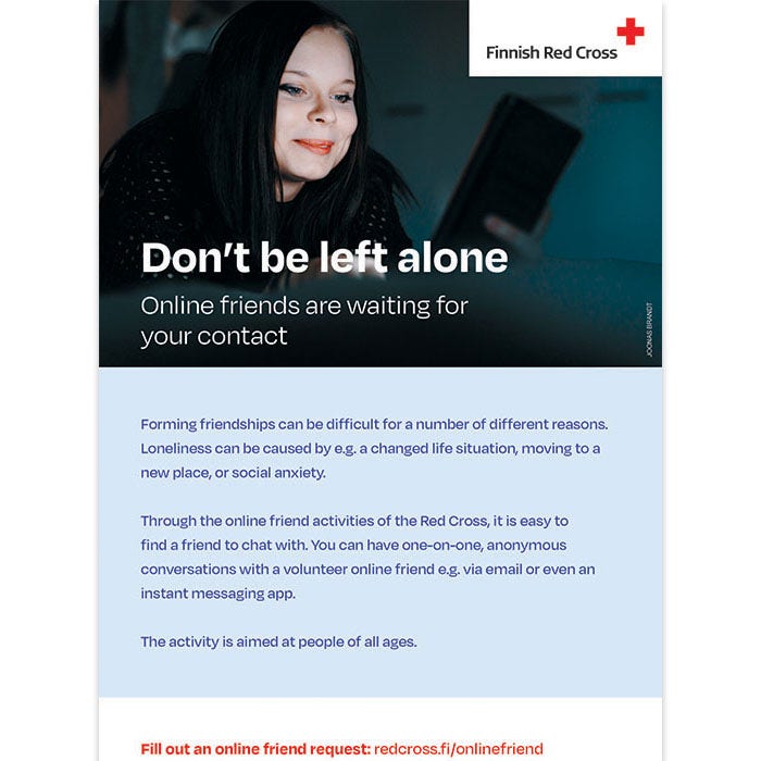 Verkkoystävätoiminnan flyer A5