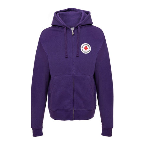 Violetti huppari on suoraa mallia eli unisex